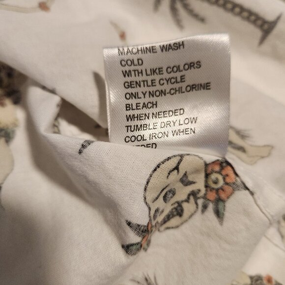 VSTR Button-Up Shirt Skull Hula Dancers Palm Trees Pattern Unique Mens Medium - Picture 11 of 14